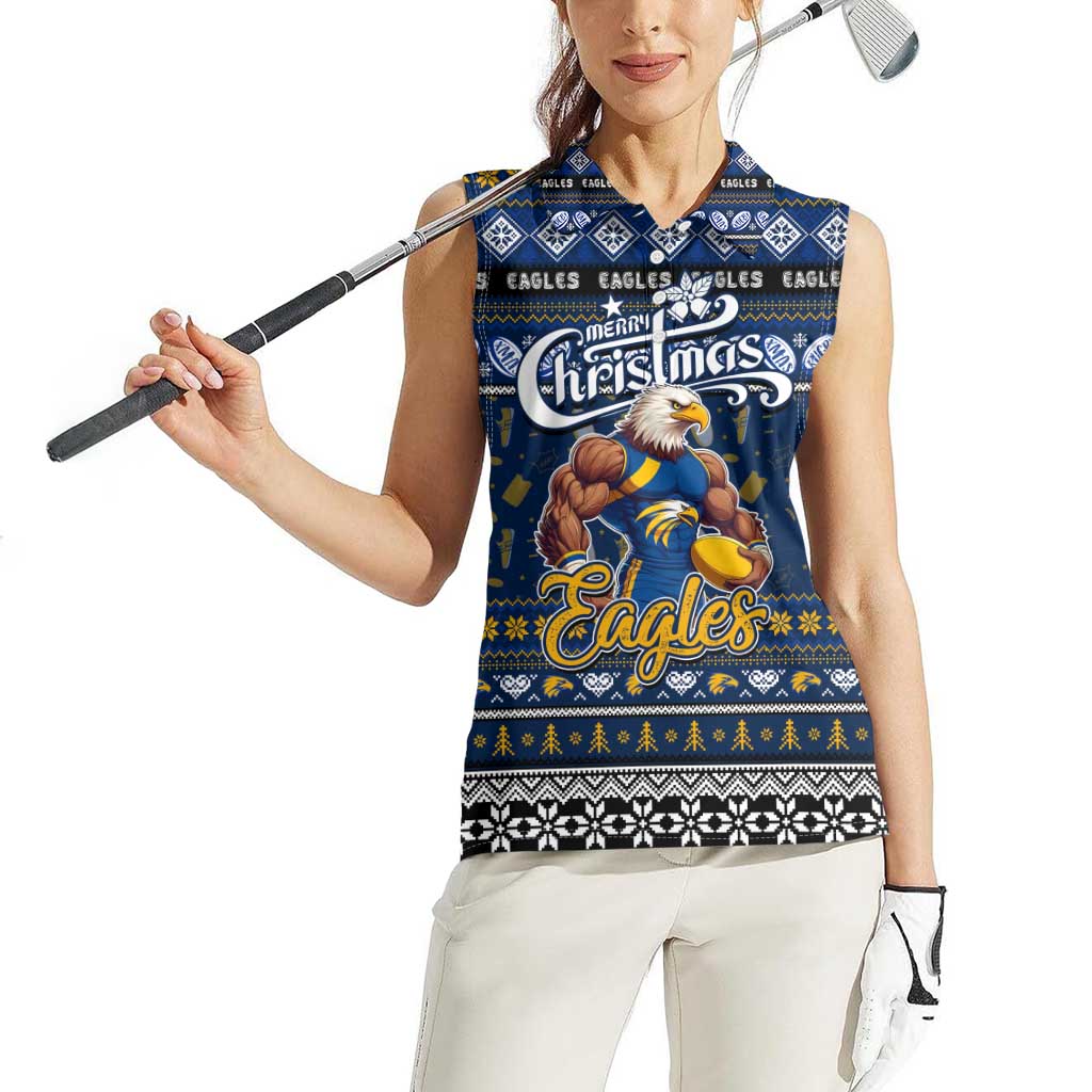 Personalized Eagles Rugby Xmas Women Sleeveless Polo Shirt Australia AFL Mascot