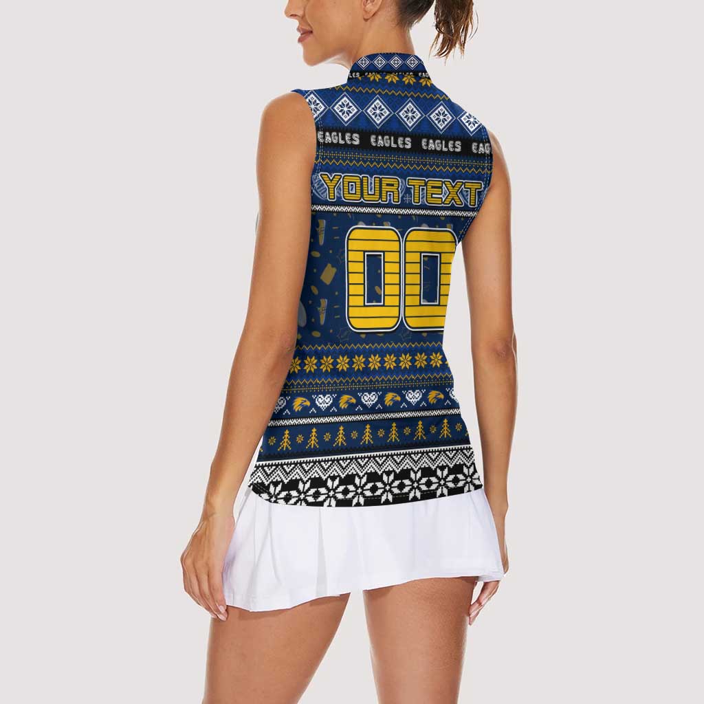 Personalized Eagles Rugby Xmas Women Sleeveless Polo Shirt Australia AFL Mascot