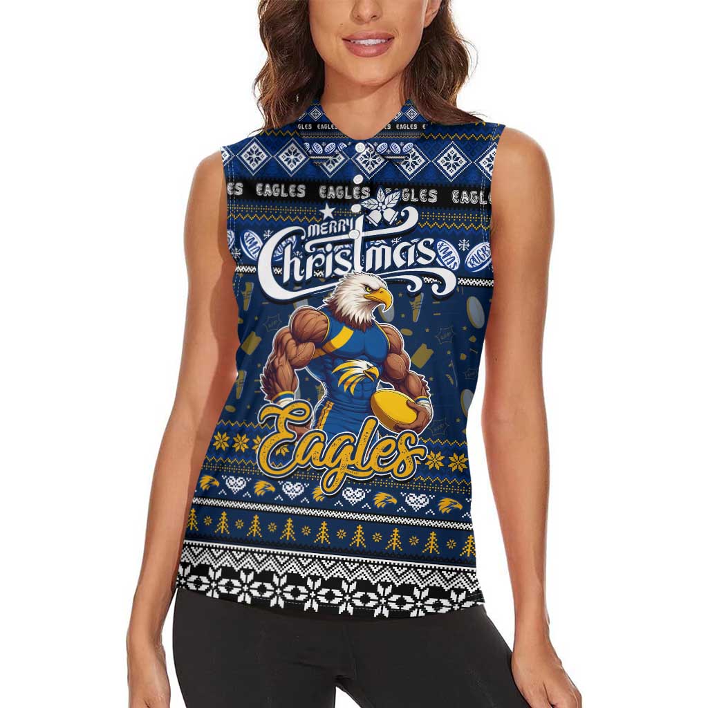 Personalized Eagles Rugby Xmas Women Sleeveless Polo Shirt Australia AFL Mascot