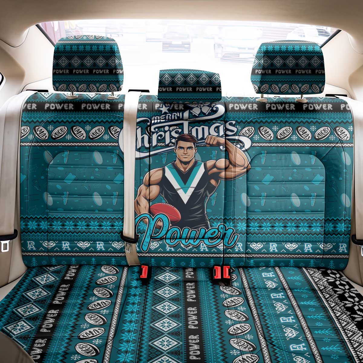Power Football Xmas Back Car Seat Cover Australia AFL Mascot