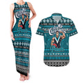 Personalized Power Rugby Xmas Couples Matching Tank Maxi Dress and Hawaiian Shirt Australia AFL Mascot
