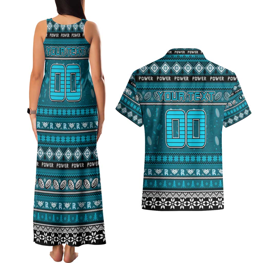 Personalized Power Rugby Xmas Couples Matching Tank Maxi Dress and Hawaiian Shirt Australia AFL Mascot