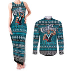 Personalized Power Rugby Xmas Couples Matching Tank Maxi Dress and Long Sleeve Button Shirt Australia AFL Mascot