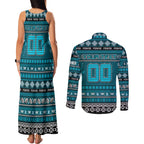 Personalized Power Rugby Xmas Couples Matching Tank Maxi Dress and Long Sleeve Button Shirt Australia AFL Mascot