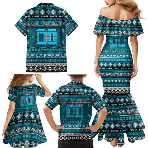 Personalized Power Rugby Xmas Family Matching Mermaid Dress and Hawaiian Shirt Australia AFL Mascot