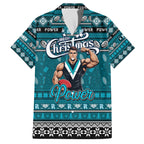 Personalized Power Rugby Xmas Family Matching Off The Shoulder Long Sleeve Dress and Hawaiian Shirt Australia AFL Mascot