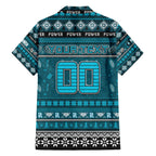 Personalized Power Rugby Xmas Family Matching Off The Shoulder Long Sleeve Dress and Hawaiian Shirt Australia AFL Mascot