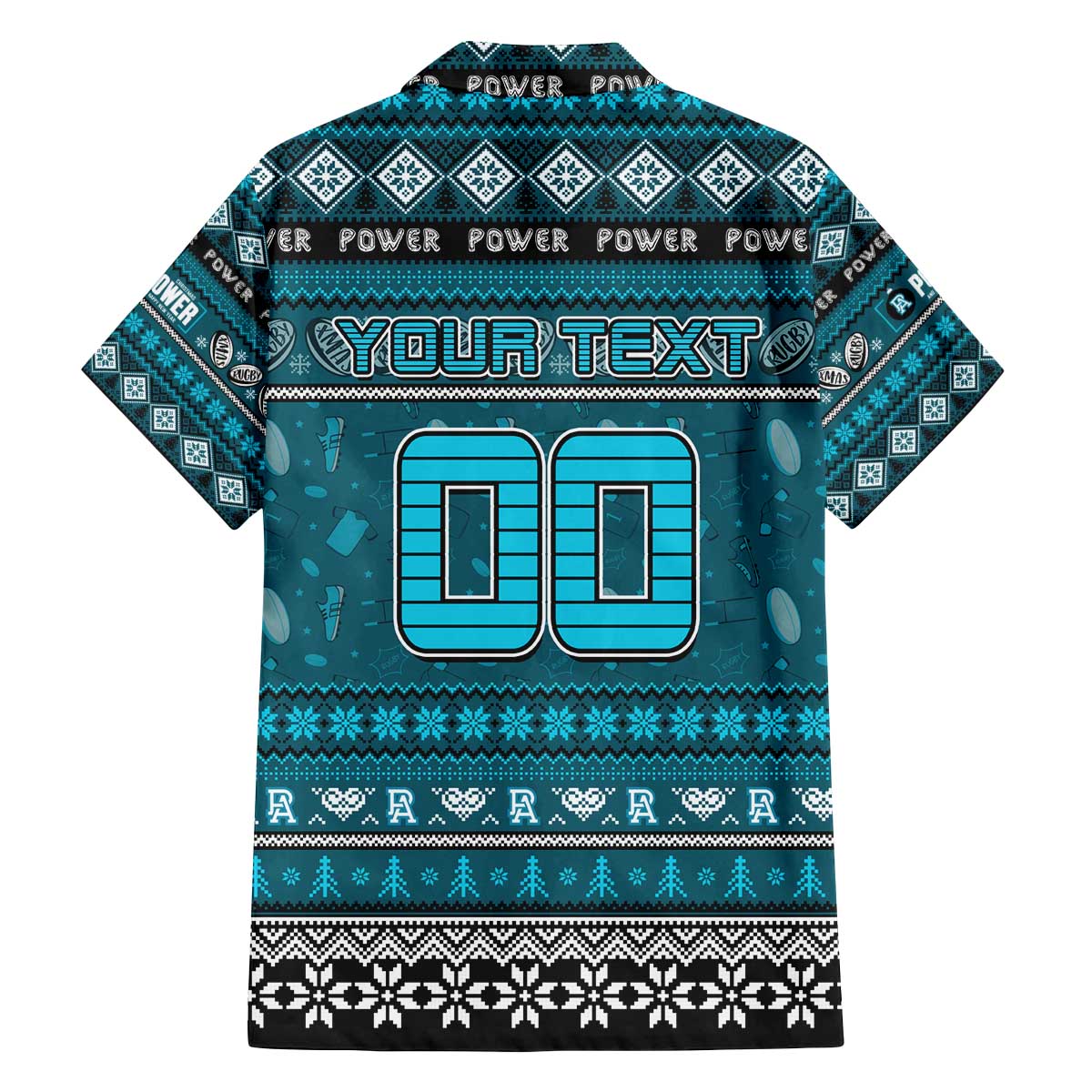 Personalized Power Rugby Xmas Family Matching Off The Shoulder Long Sleeve Dress and Hawaiian Shirt Australia AFL Mascot