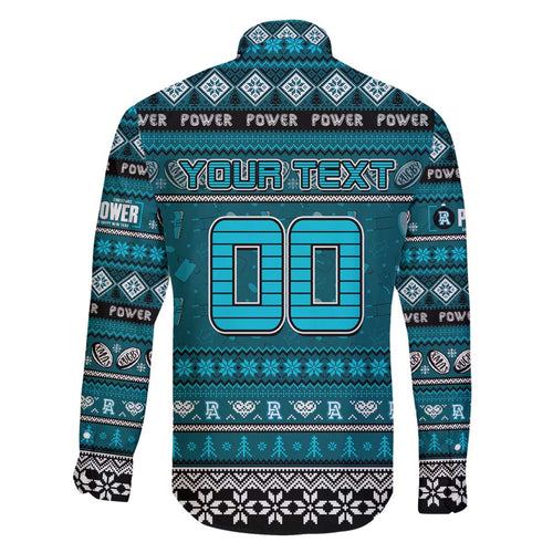 Personalized Power Rugby Xmas Family Matching Off The Shoulder Long Sleeve Dress and Hawaiian Shirt Australia AFL Mascot