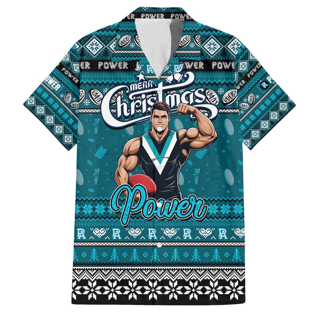 Personalized Power Rugby Xmas Family Matching Off Shoulder Maxi Dress and Hawaiian Shirt Australia AFL Mascot