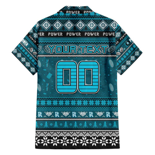 Personalized Power Rugby Xmas Family Matching Off Shoulder Maxi Dress and Hawaiian Shirt Australia AFL Mascot