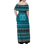 Personalized Power Rugby Xmas Family Matching Off Shoulder Maxi Dress and Hawaiian Shirt Australia AFL Mascot