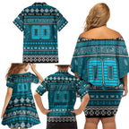 Personalized Power Rugby Xmas Family Matching Off Shoulder Short Dress and Hawaiian Shirt Australia AFL Mascot