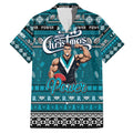 Personalized Power Rugby Xmas Family Matching Off Shoulder Short Dress and Hawaiian Shirt Australia AFL Mascot