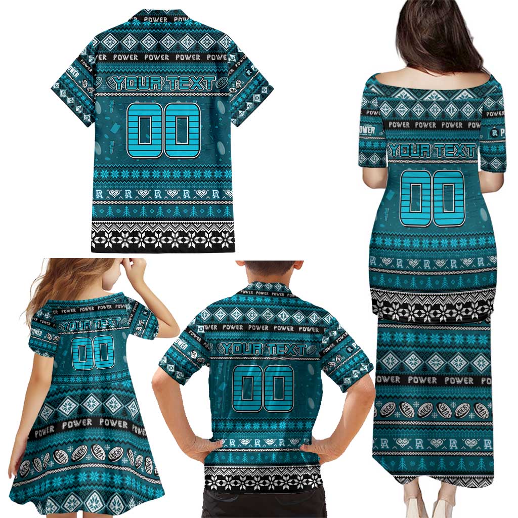 Personalized Power Rugby Xmas Family Matching Puletasi and Hawaiian Shirt Australia AFL Mascot