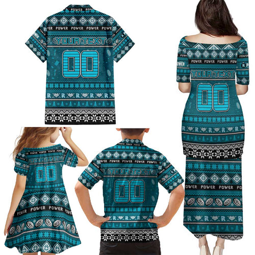 Personalized Power Rugby Xmas Family Matching Puletasi and Hawaiian Shirt Australia AFL Mascot