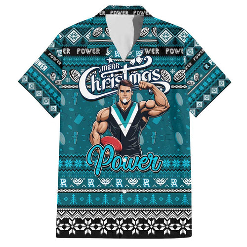 Personalized Power Rugby Xmas Family Matching Short Sleeve Bodycon Dress and Hawaiian Shirt Australia AFL Mascot