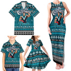 Personalized Power Rugby Xmas Family Matching Tank Maxi Dress and Hawaiian Shirt Australia AFL Mascot