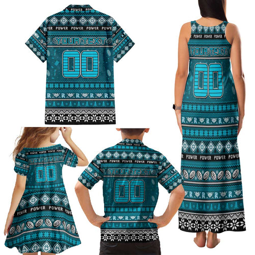 Personalized Power Rugby Xmas Family Matching Tank Maxi Dress and Hawaiian Shirt Australia AFL Mascot