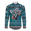 Personalized Power Rugby Xmas Long Sleeve Button Shirt Australia AFL Mascot