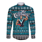 Personalized Power Rugby Xmas Long Sleeve Button Shirt Australia AFL Mascot