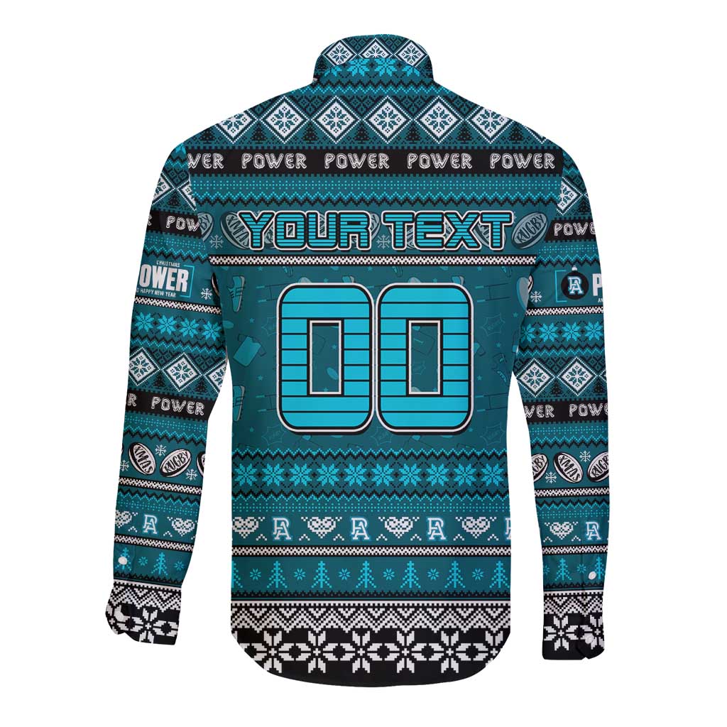 Personalized Power Rugby Xmas Long Sleeve Button Shirt Australia AFL Mascot