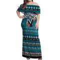 Personalized Power Rugby Xmas Off Shoulder Maxi Dress Australia AFL Mascot