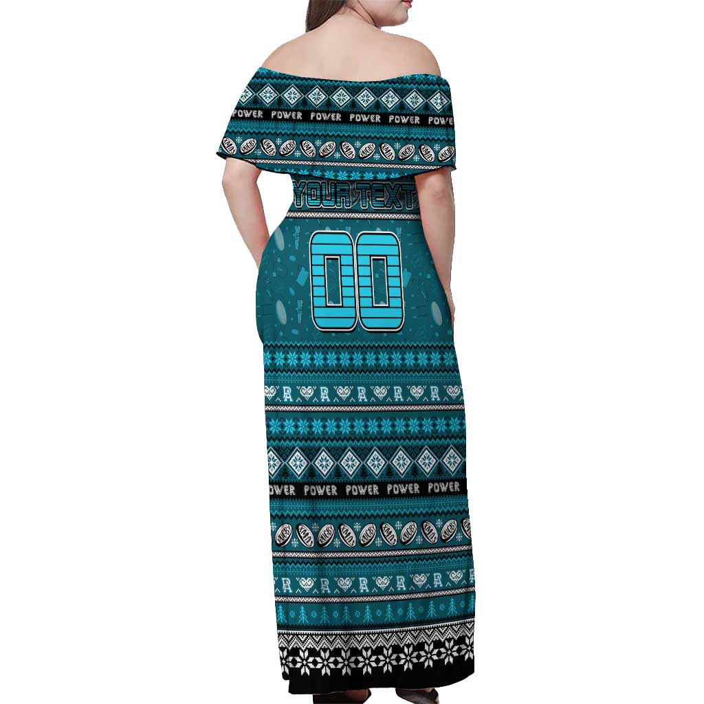 Personalized Power Rugby Xmas Off Shoulder Maxi Dress Australia AFL Mascot