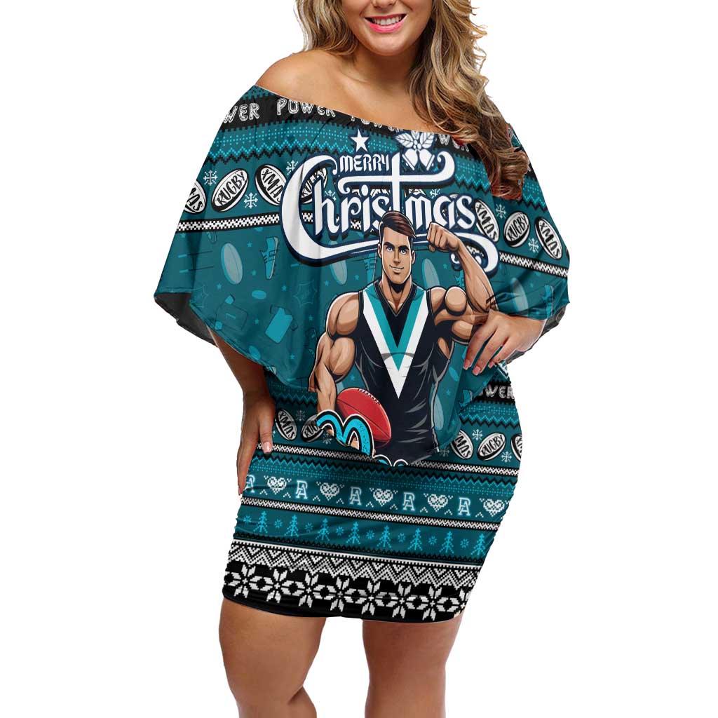 Personalized Power Rugby Xmas Off Shoulder Short Dress Australia AFL Mascot