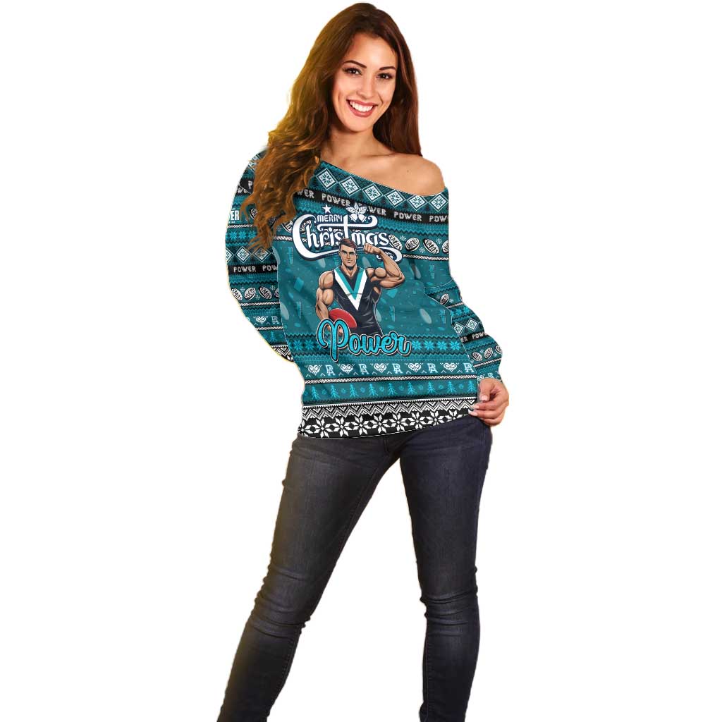 Personalized Power Rugby Xmas Off Shoulder Sweater Australia AFL Mascot