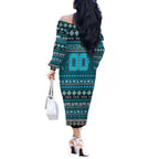 Personalized Power Rugby Xmas Off The Shoulder Long Sleeve Dress Australia AFL Mascot