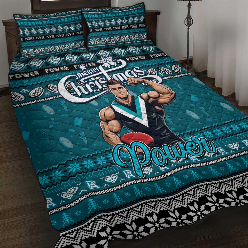 Power Football Xmas Quilt Bed Set Australia AFL Mascot