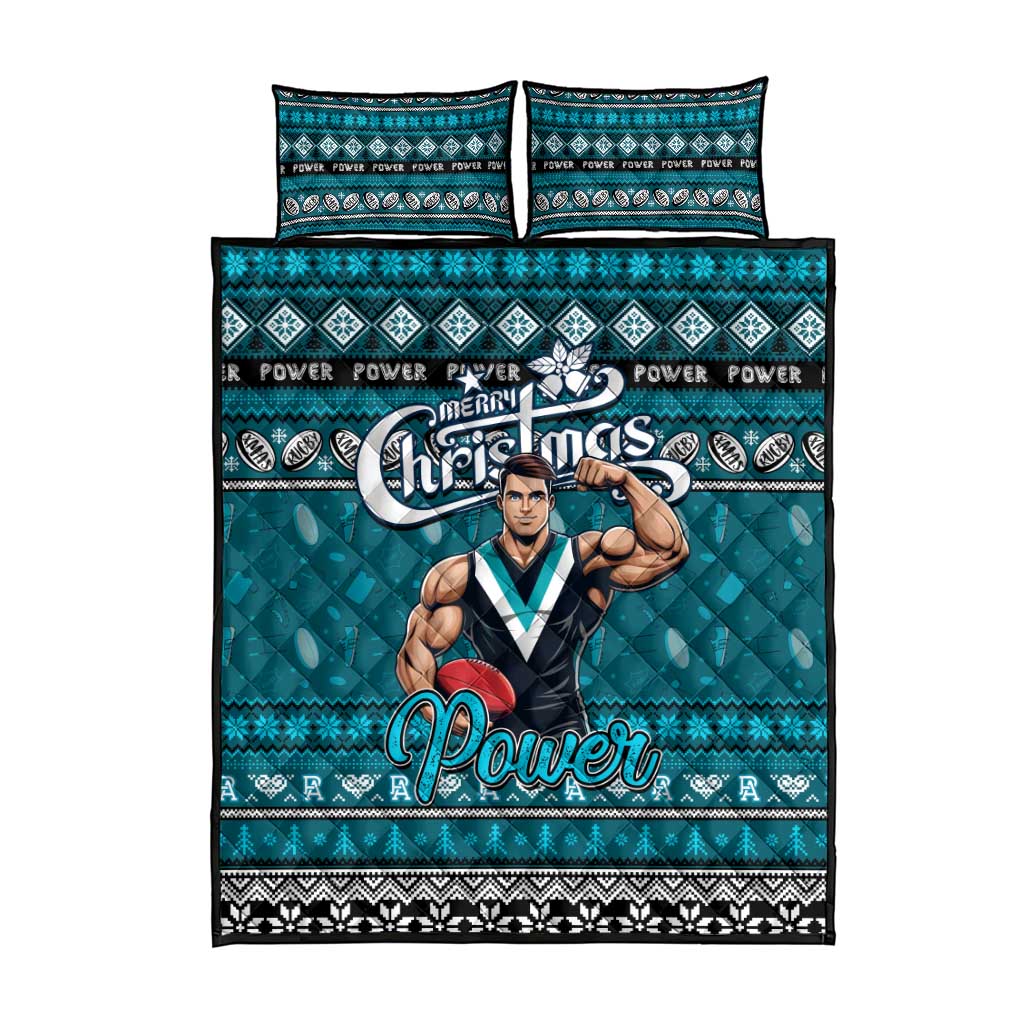 Power Football Xmas Quilt Bed Set Australia AFL Mascot