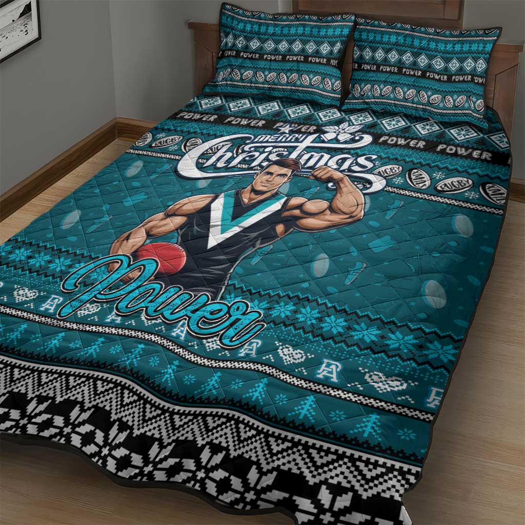 Power Football Xmas Quilt Bed Set Australia AFL Mascot