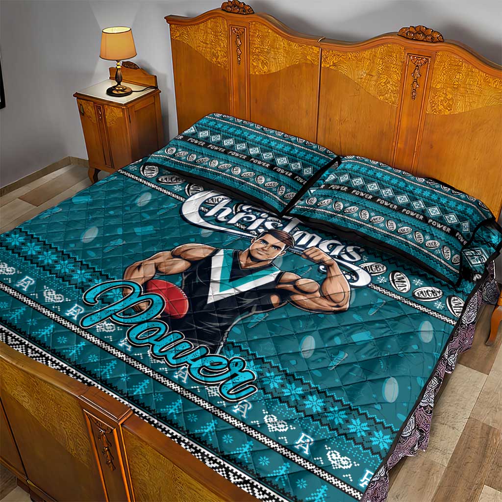 Power Football Xmas Quilt Bed Set Australia AFL Mascot