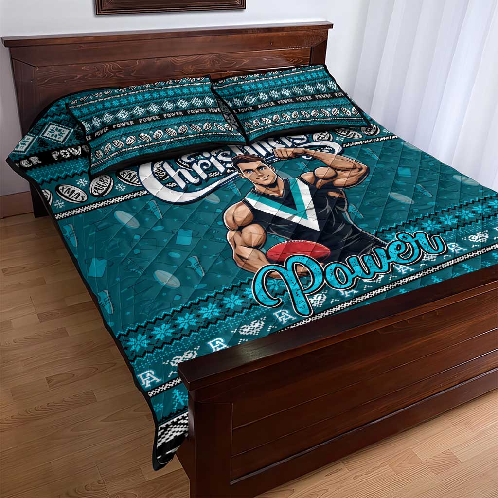 Power Football Xmas Quilt Bed Set Australia AFL Mascot