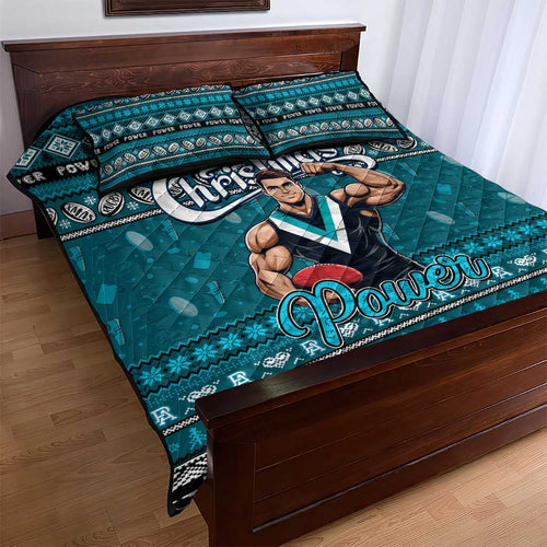 Power Football Xmas Quilt Bed Set Australia AFL Mascot