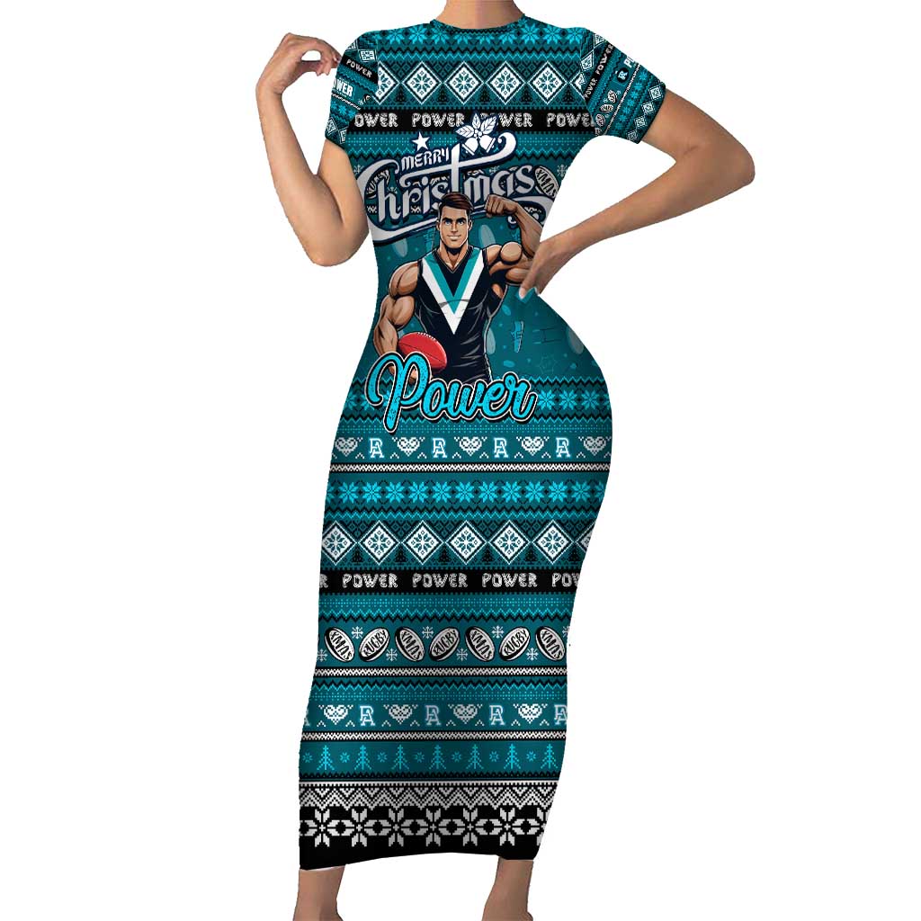 Personalized Power Rugby Xmas Short Sleeve Bodycon Dress Australia AFL Mascot