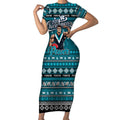 Personalized Power Rugby Xmas Short Sleeve Bodycon Dress Australia AFL Mascot