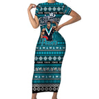 Personalized Power Rugby Xmas Short Sleeve Bodycon Dress Australia AFL Mascot