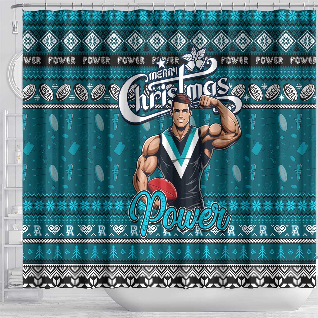 Power Football Xmas Shower Curtain Australia AFL Mascot