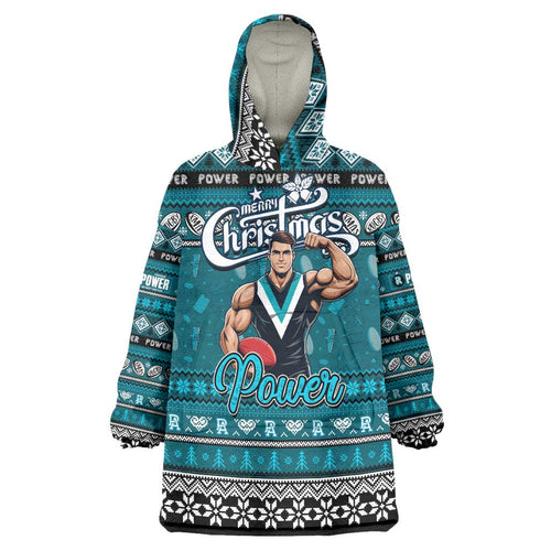 Personalized Power Rugby Xmas Wearable Blanket Hoodie Australia AFL Mascot