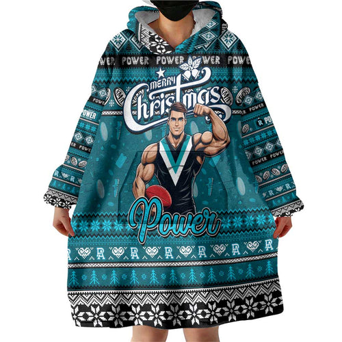 Personalized Power Rugby Xmas Wearable Blanket Hoodie Australia AFL Mascot