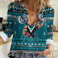 Personalized Power Rugby Xmas Women Casual Shirt Australia AFL Mascot