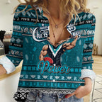 Personalized Power Rugby Xmas Women Casual Shirt Australia AFL Mascot