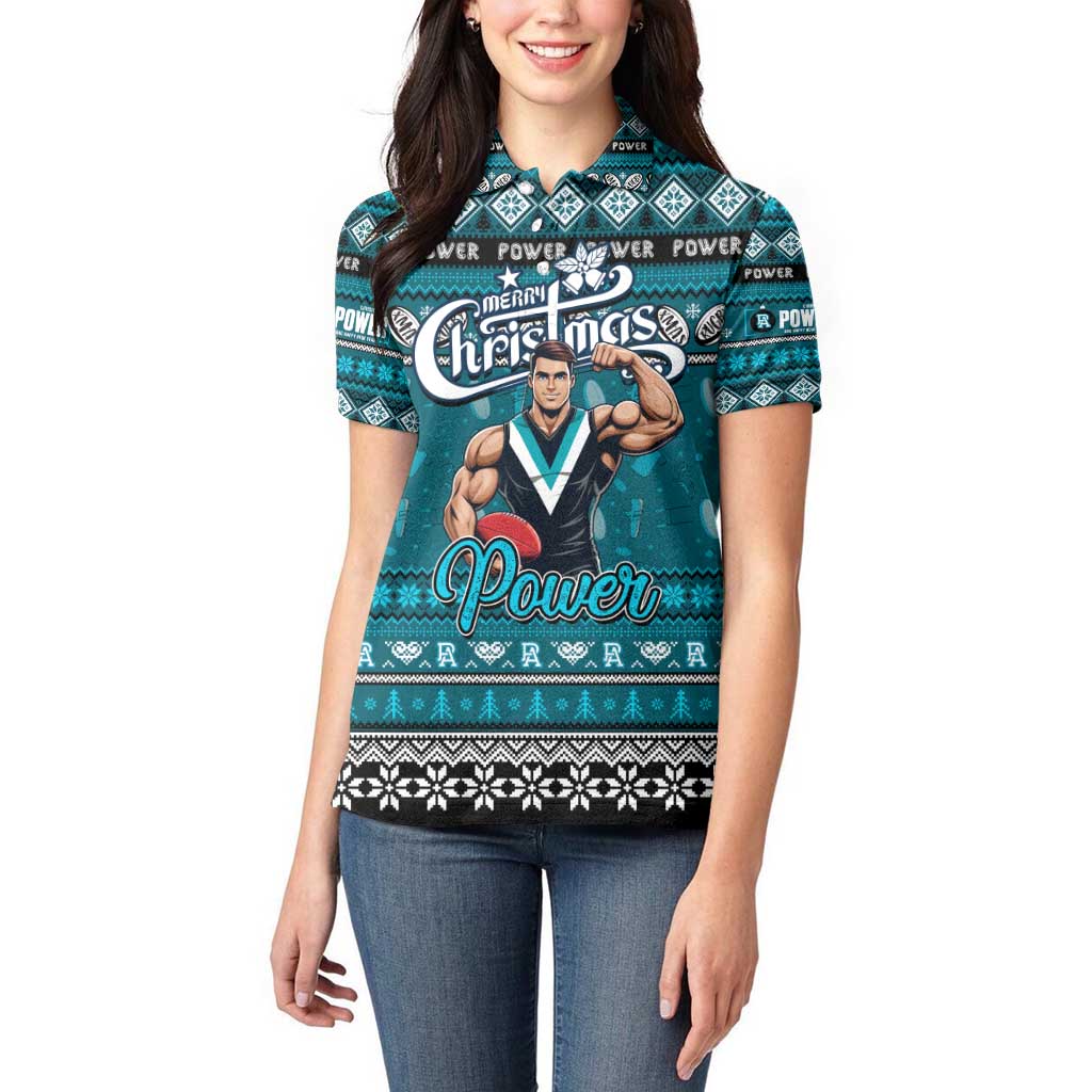 Personalized Power Rugby Xmas Women Polo Shirt Australia AFL Mascot