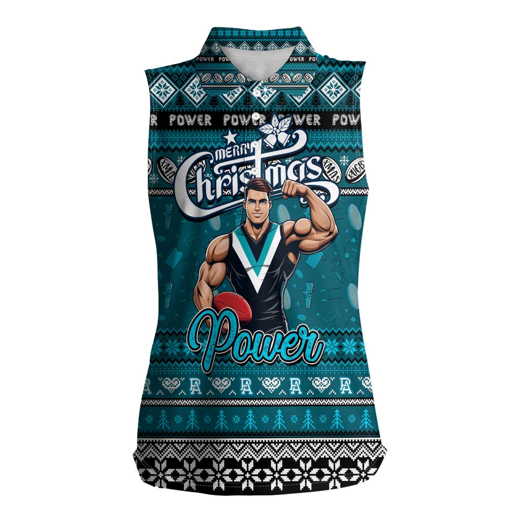 Personalized Power Rugby Xmas Women Sleeveless Polo Shirt Australia AFL Mascot