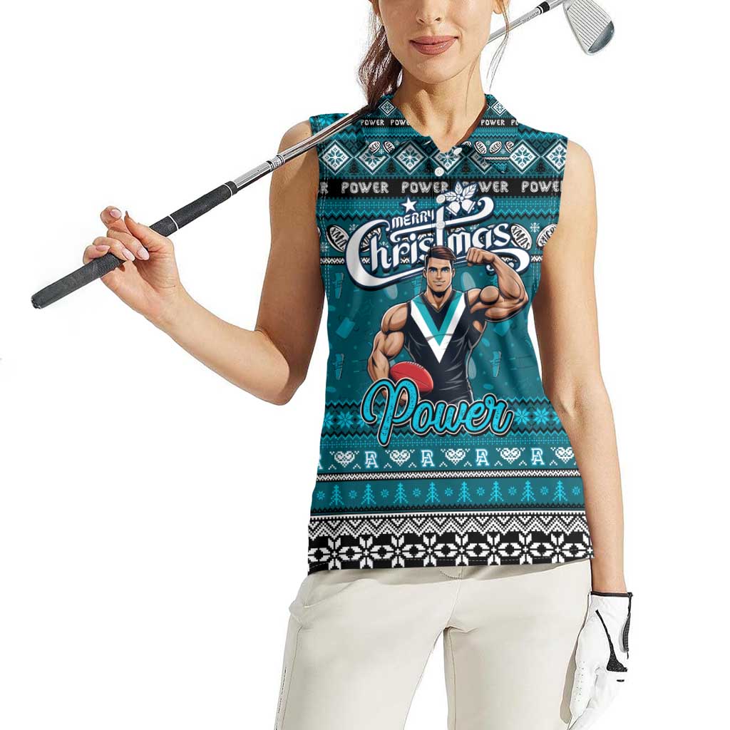 Personalized Power Rugby Xmas Women Sleeveless Polo Shirt Australia AFL Mascot