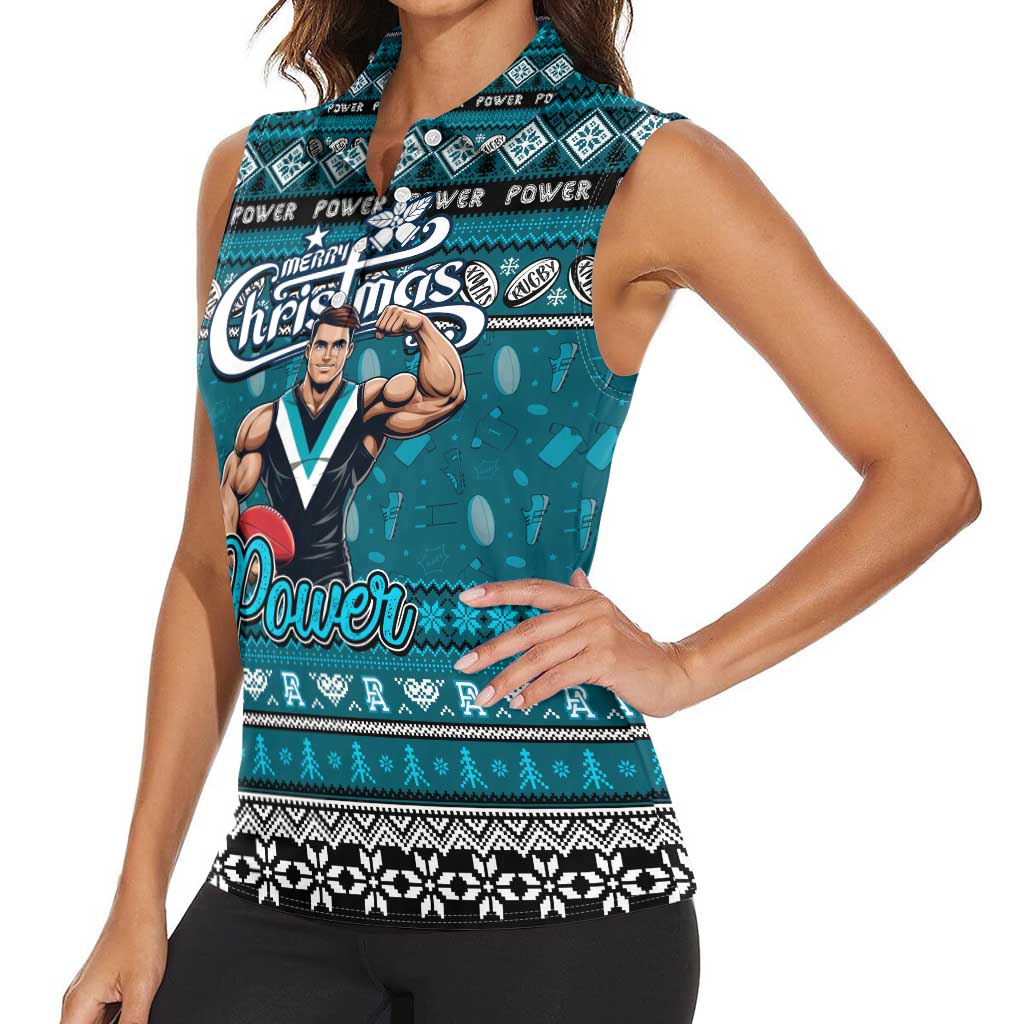 Personalized Power Rugby Xmas Women Sleeveless Polo Shirt Australia AFL Mascot