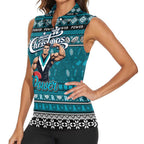 Personalized Power Rugby Xmas Women Sleeveless Polo Shirt Australia AFL Mascot